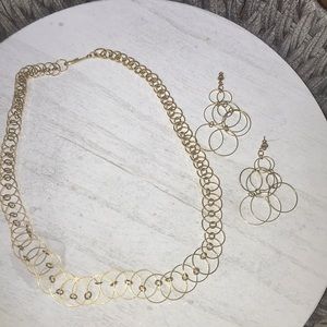 Gold necklace and earring set